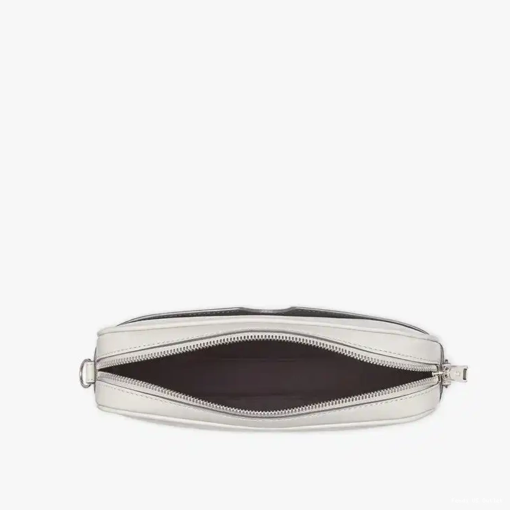 Vintage HOT Logo Motif Fabric FF Compact Case White ROMA Camera In Fendi 0619